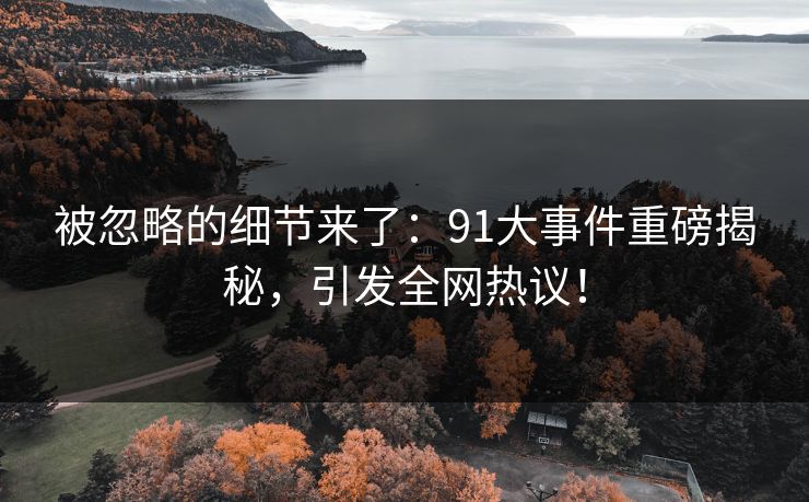 被忽略的细节来了：91大事件重磅揭秘，引发全网热议！