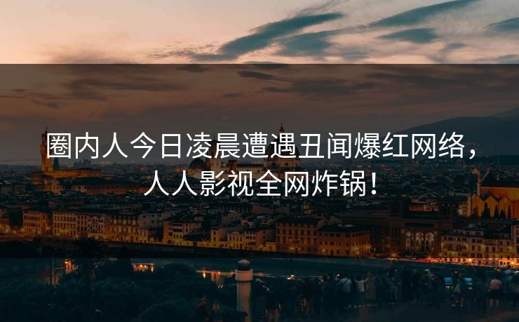 圈内人今日凌晨遭遇丑闻爆红网络，人人影视全网炸锅！