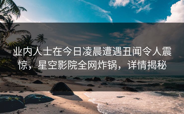 业内人士在今日凌晨遭遇丑闻令人震惊,星空影院全网炸锅,详情揭秘