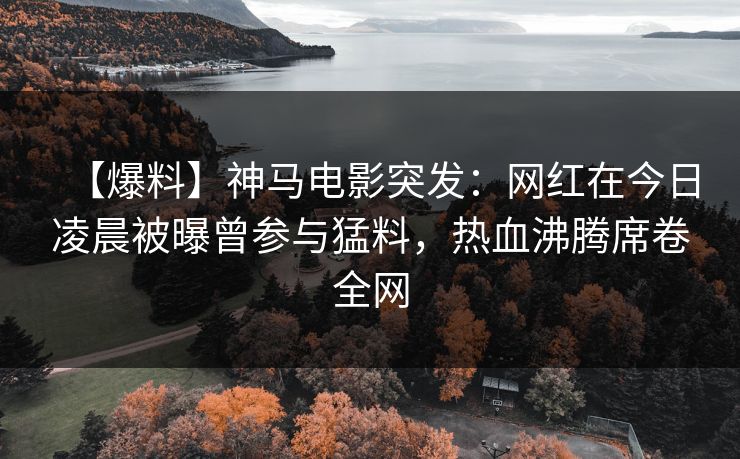 【爆料】神马电影突发:网红在今日凌晨被曝曾参与猛料,热血沸腾席卷全网